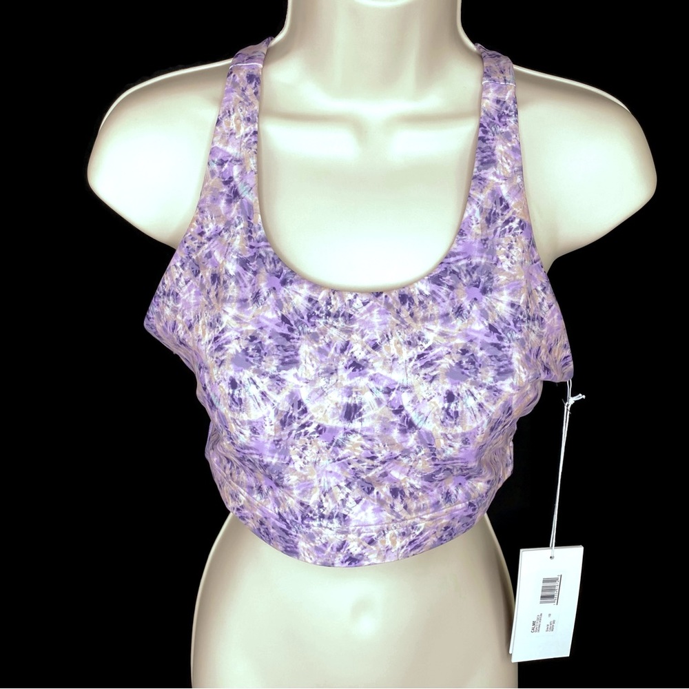 CALME by Johnny Was Endurance Sports Bra Multi Colors Purple Shades Medium